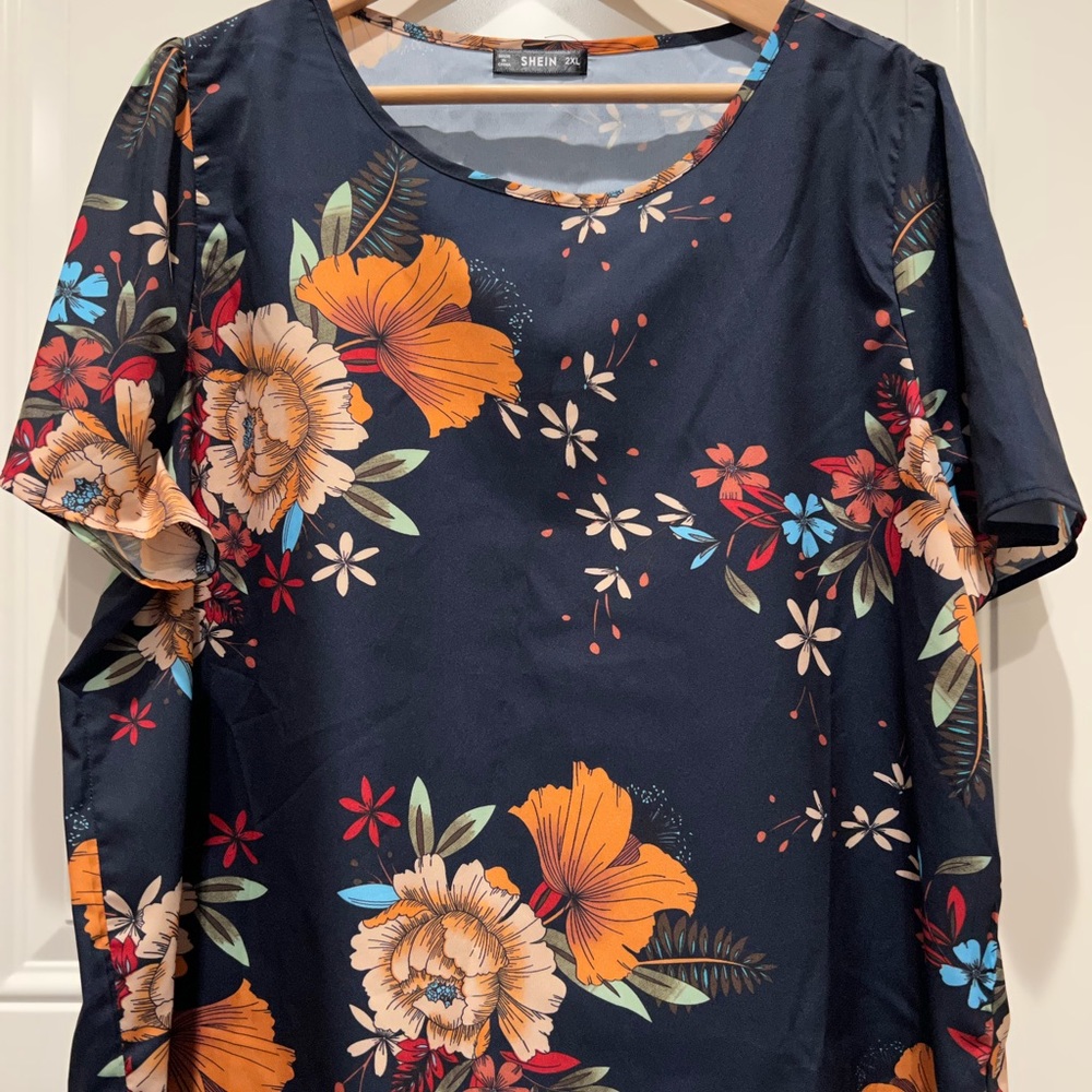 Navy Floral Blouse